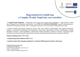 A helyi hagyományok ápolását támogató, valamint Családi és egészségmegőrző programok (TOP-7.1.1-16-H-012-4)